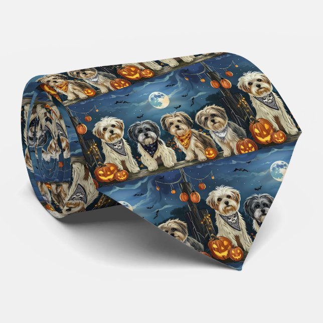 Corbata Lhasa Apso Halloween Spooky (Enrollado)