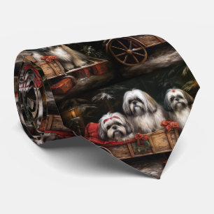 Corbata Lhasa Apso Trineo Nevado Decoración de Navidad