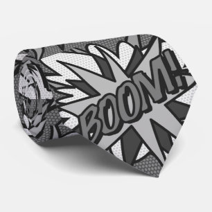 Corbata Libro Cómic Pop Art Negro y Blanco BOOM Superhéroe