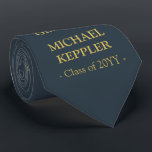 Corbata Licenciado en Derecho Elegante Marina y Oro<br><div class="desc">Elegante corbata de graduación personalizada de la marina y oro para graduación de Derecho</div>