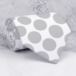 Corbata Light Grey Polka Dots on White Custom Necktie