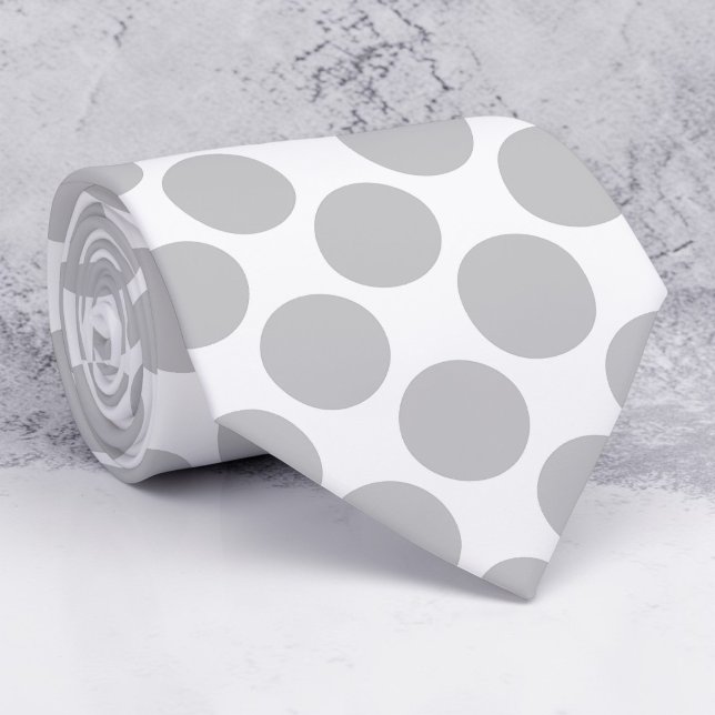 Corbata Light Grey Polka Dots on White Custom Necktie (Subido por el creador)