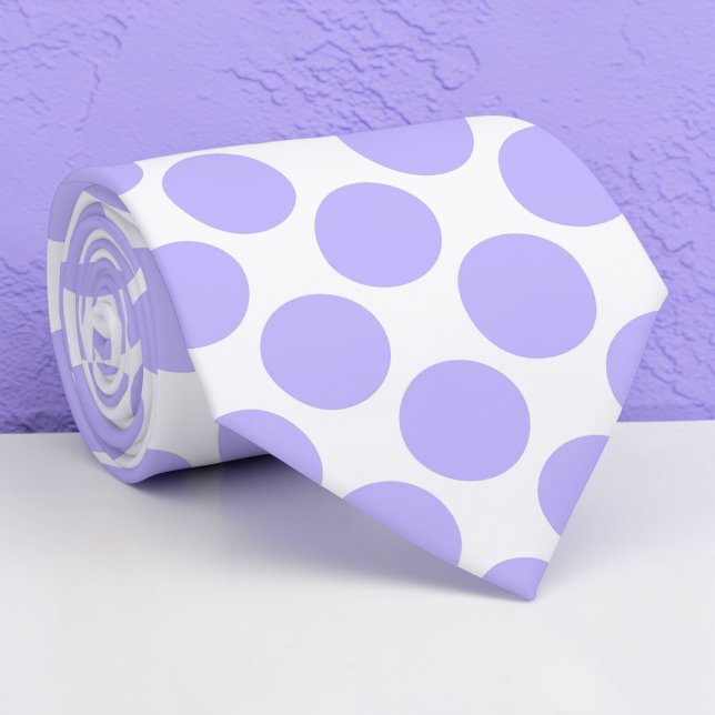 Corbata Light Violet Polka Dots on White Custom Necktie (Subido por el creador)