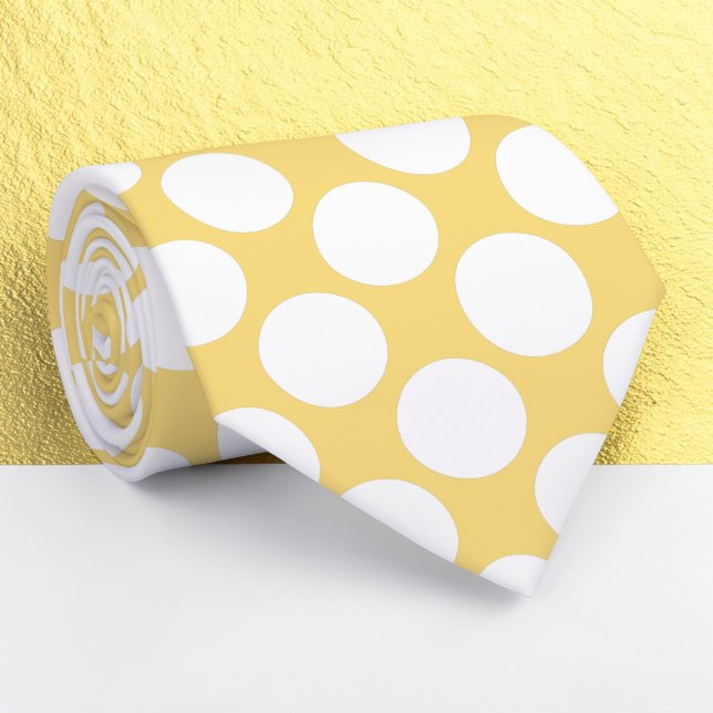 Corbata Light Yellow Jumbo Polka Dots Custom Necktie (Subido por el creador)