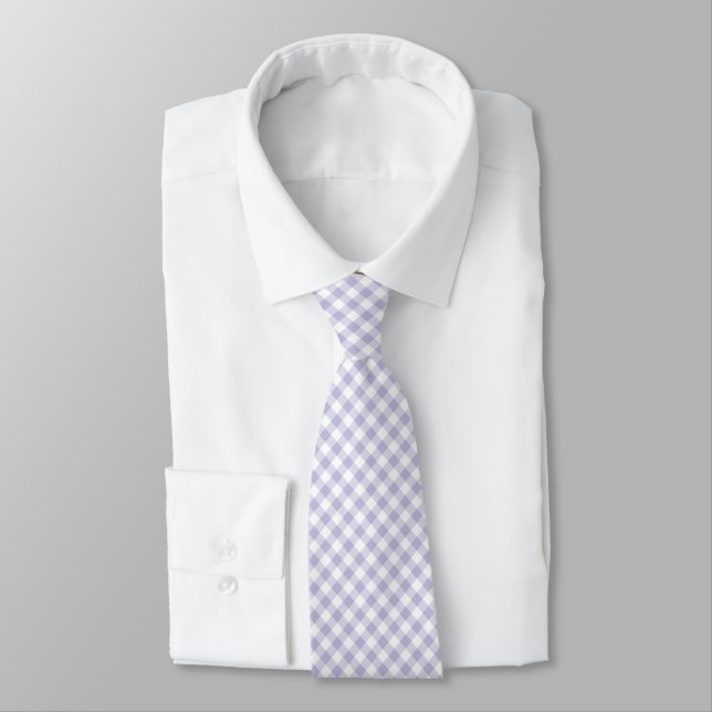 Corbata Lila Gingham Morado (Atado)