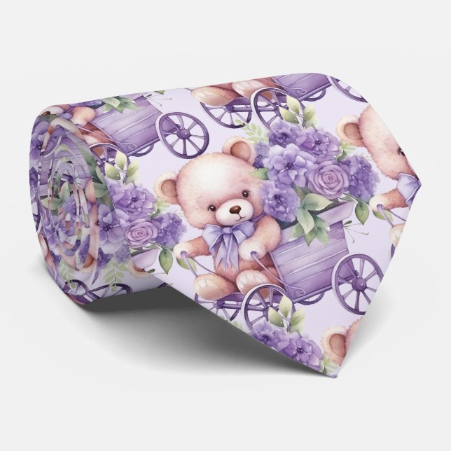 Corbata Lilac Púrpura Teddy Bear Necea (Enrollado)