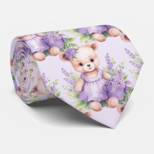 Corbata Lilac Púrpura Teddy Bear Necea