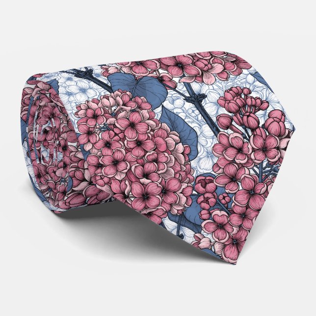 Corbata Lilac rosa y azul (Enrollado)