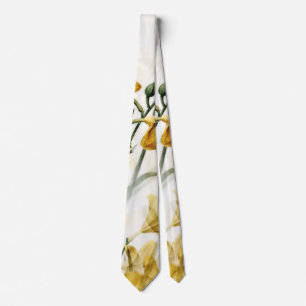 Corbata Lilios Amarillos Dorados Elegantes Aquarela Floral
