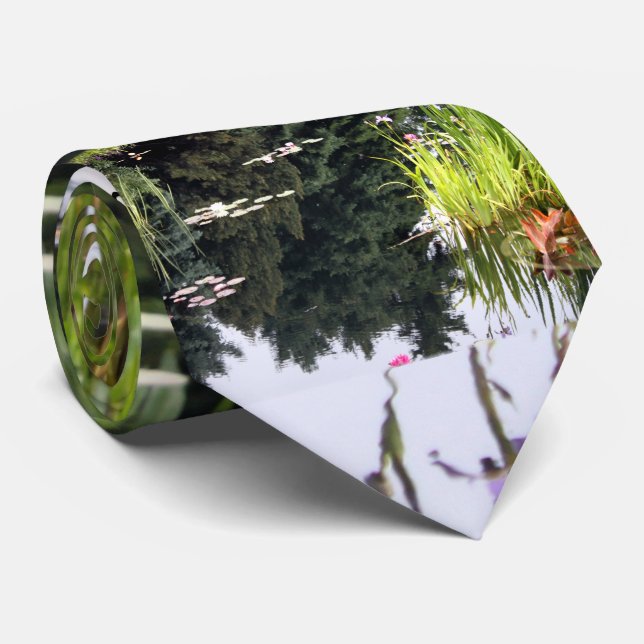 Corbata Lilly Pad Reflection Pond Japonés (Enrollado)