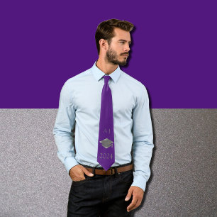 Corbata Límite de graduación 2024 - monogramado - púrpura 