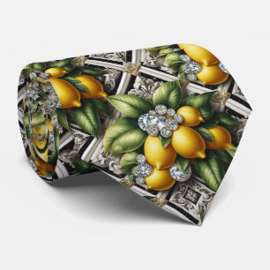 Corbata Limón Amalfi Falso Seda Diamantes de Lujo Art Dé