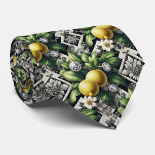 Corbata Limón Amalfi Falso Seda Diamantes de Lujo Art Dé