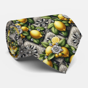 Corbata Limón Amalfi Falso Seda Diamantes de Lujo Art Dé