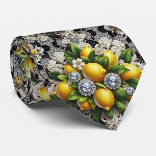 Corbata Limón Amalfi Falso Seda Diamantes de Lujo Art Dé