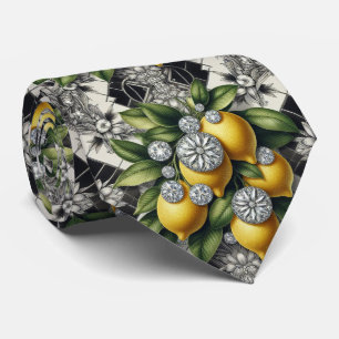 Corbata Limón Amalfi Falso Seda Diamantes de Lujo Art Dé