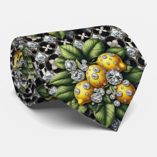Corbata Limón Amalfi Falso Seda Diamantes de Lujo Art Dé