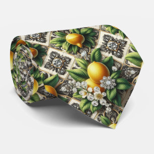 Corbata Limón Amalfi Falso Seda Diamantes de Lujo Art Dé