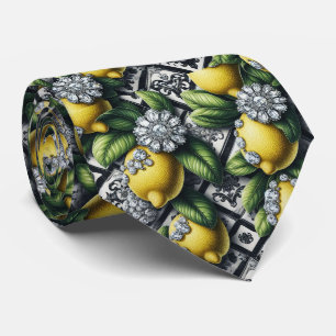 Corbata Limón Amalfi Falso Seda Diamantes de Lujo Art Dé