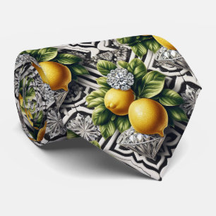 Corbata Limón Amalfi Falso Seda Diamantes de Lujo Art Dé