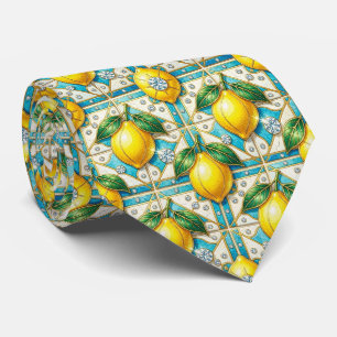 Corbata Limones Amalfi Seda Falsa Estilo de Diseñador de