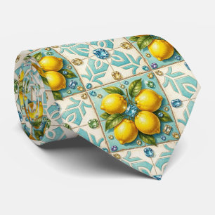 Corbata Limones de Amalfi Faux Silk Estilo de Diseñador