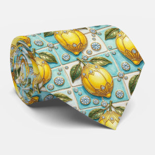 Corbata Limones de Amalfi Faux Silk Estilo de Diseñador