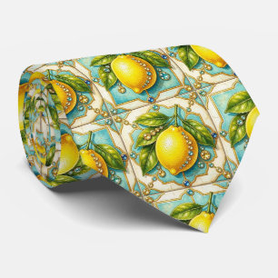 Corbata Limones de Amalfi Faux Silk Estilo de Diseñador