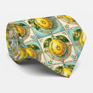 Corbata Limones de Amalfi Seda Falsa Estilo de Diseñador