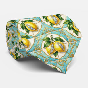 Corbata Limones de Amalfi Seda Falsa Estilo de Diseñador