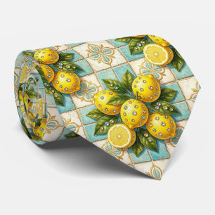 Corbata Limones de Amalfi Seda Falsa Estilo de Diseñador