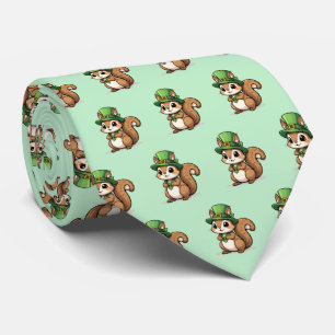 Corbata Linda ardilla del día de San Patricio con sombrero