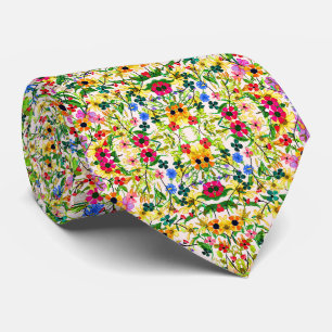 Corbata Lindas flores florales primaverales coloridas