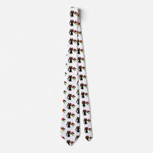 Corbata lindo gato negro sostiene bandera palestina