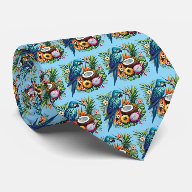 Corbata Lindo loro tropical con baldosas (Enrollado)
