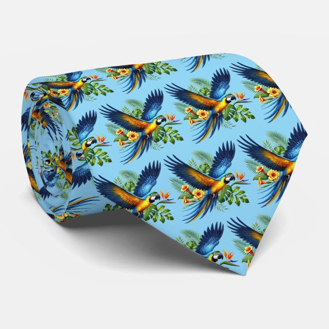 Corbata Lindo loro tropical con baldosas (Enrollado)