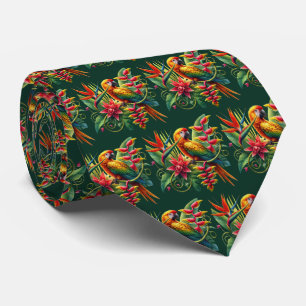 Corbata Lindo loro tropical en mosaico