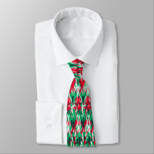 Corbata Lindo patrón abstracto azteca rojo verde