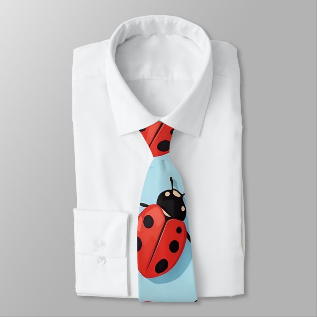 Corbata Lindo patrón azul y rojo de los ladybugs (Atado)