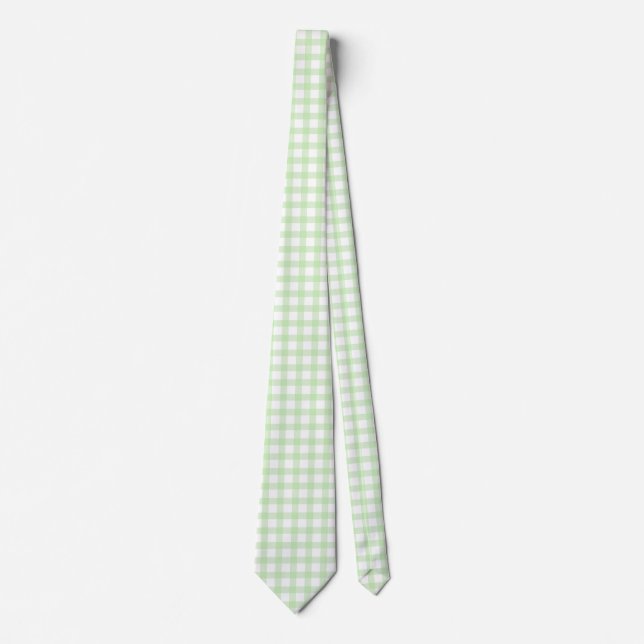 Corbata Lindo patrón de gingham a cuadros retro verde (Anverso)