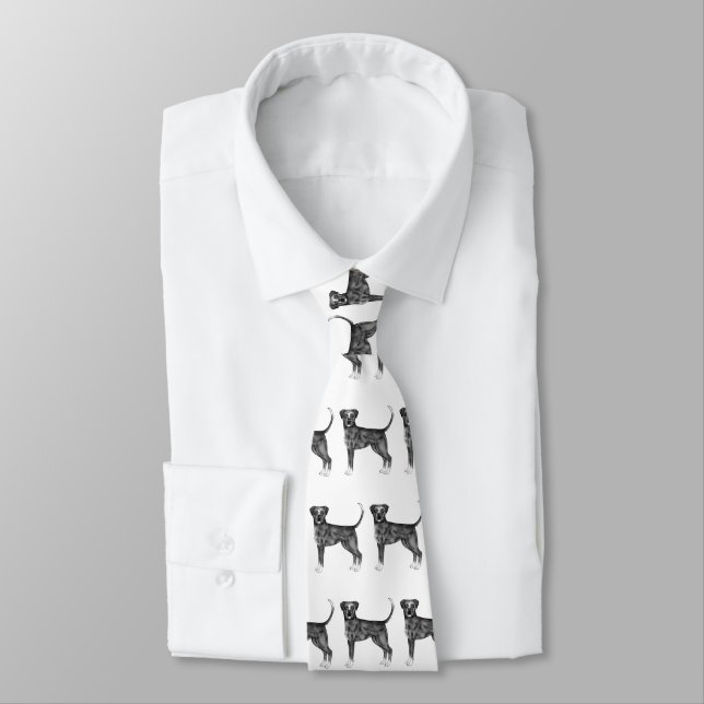 Corbata Lindo patrón de un perro boxer en blanco y negro (Atado)