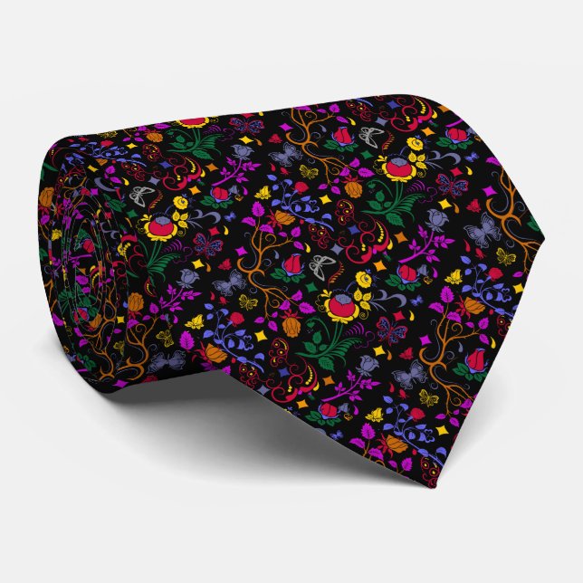 Corbata Lindo patrón floral colorido  (Enrollado)