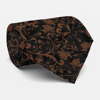 Corbata Lindo patrón floral de tigre negro marrón