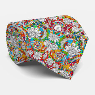 Corbata Lindos patrones de cachemira blancos coloridos vin