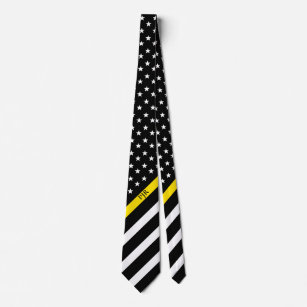 Corbata Línea amarilla fina monograma de la bandera