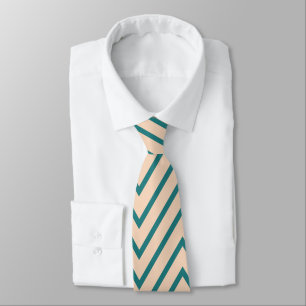 Corbata Línea de Chevron Azul Melocotón