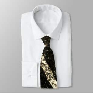 Corbata Línea espumosa oro moda negra en línea abstracta