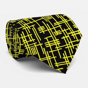 Corbata Líneas abstractas 120923 - Amarillo en negro