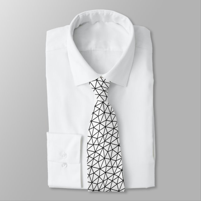 Corbata Líneas abstractas de moda en negro y blanco patrón (Atado)