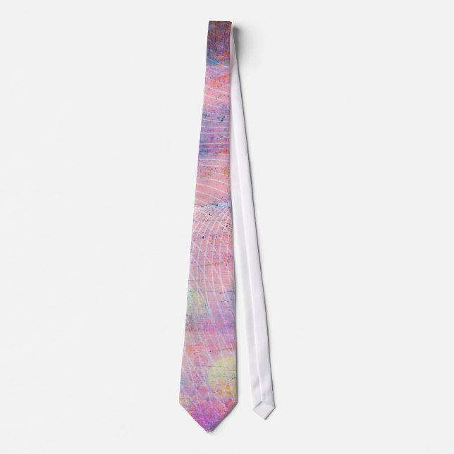 Corbata Líneas abstractas de pastel rosa con salpicaduras  (Anverso)
